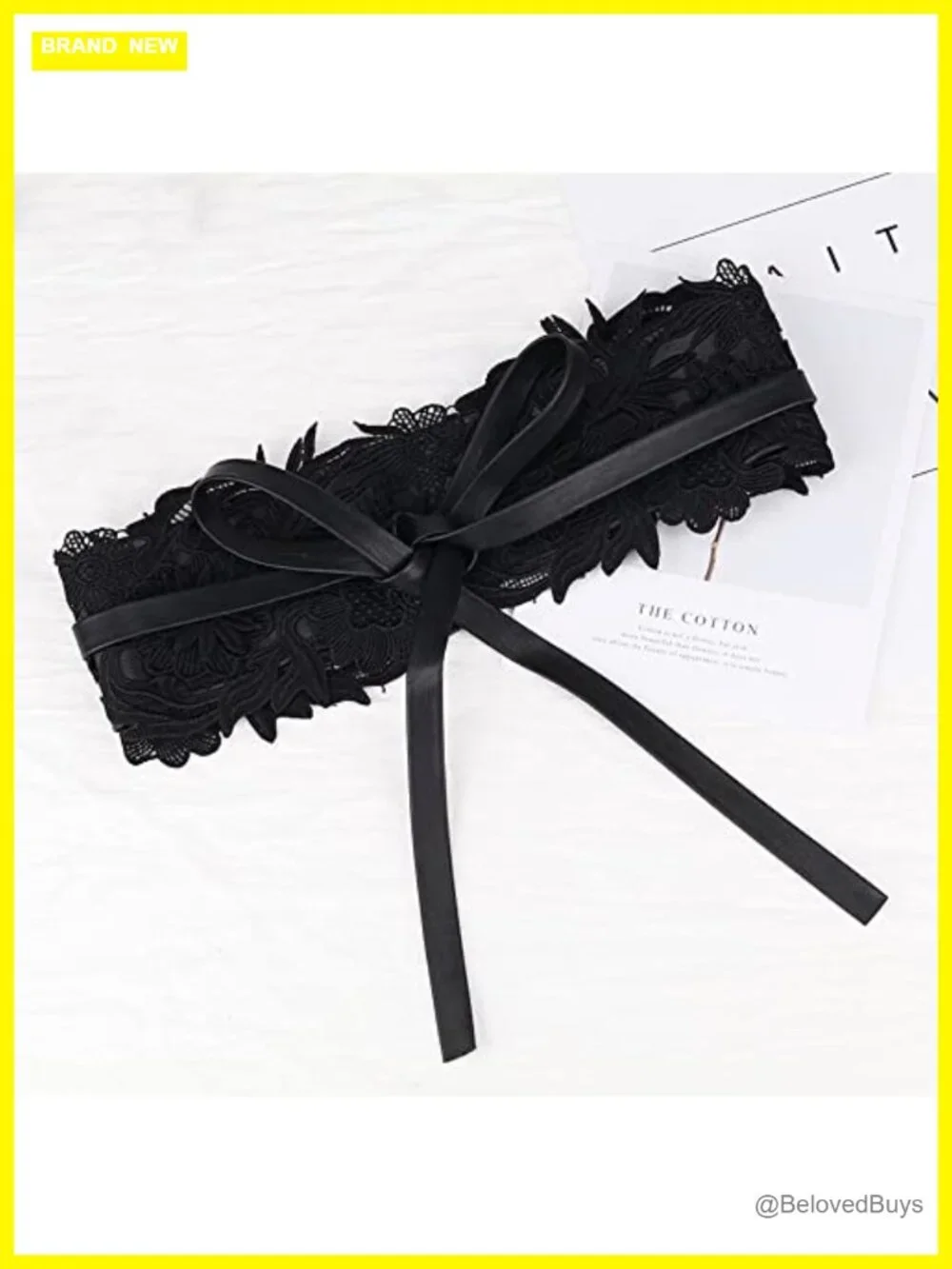 Lace Wide Waist Belt Bow Tie Wrap Around Waistband Obi Belt Faux Leather Corset